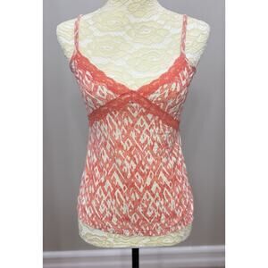 Tart Intimates Womens Babydoll Cami Top M Ivory‎ Orange Coquette Lace Y2K Style